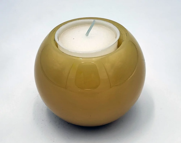 Candela porta lumino sferica color miele